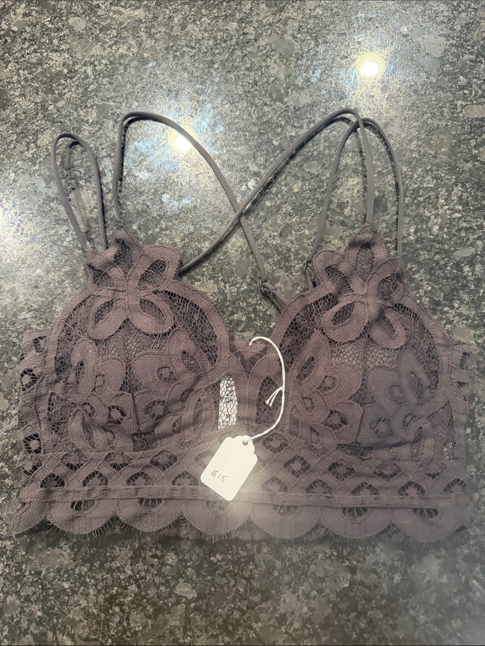 Zenana Outfitters Lace Floral Bralette — Dark Brown